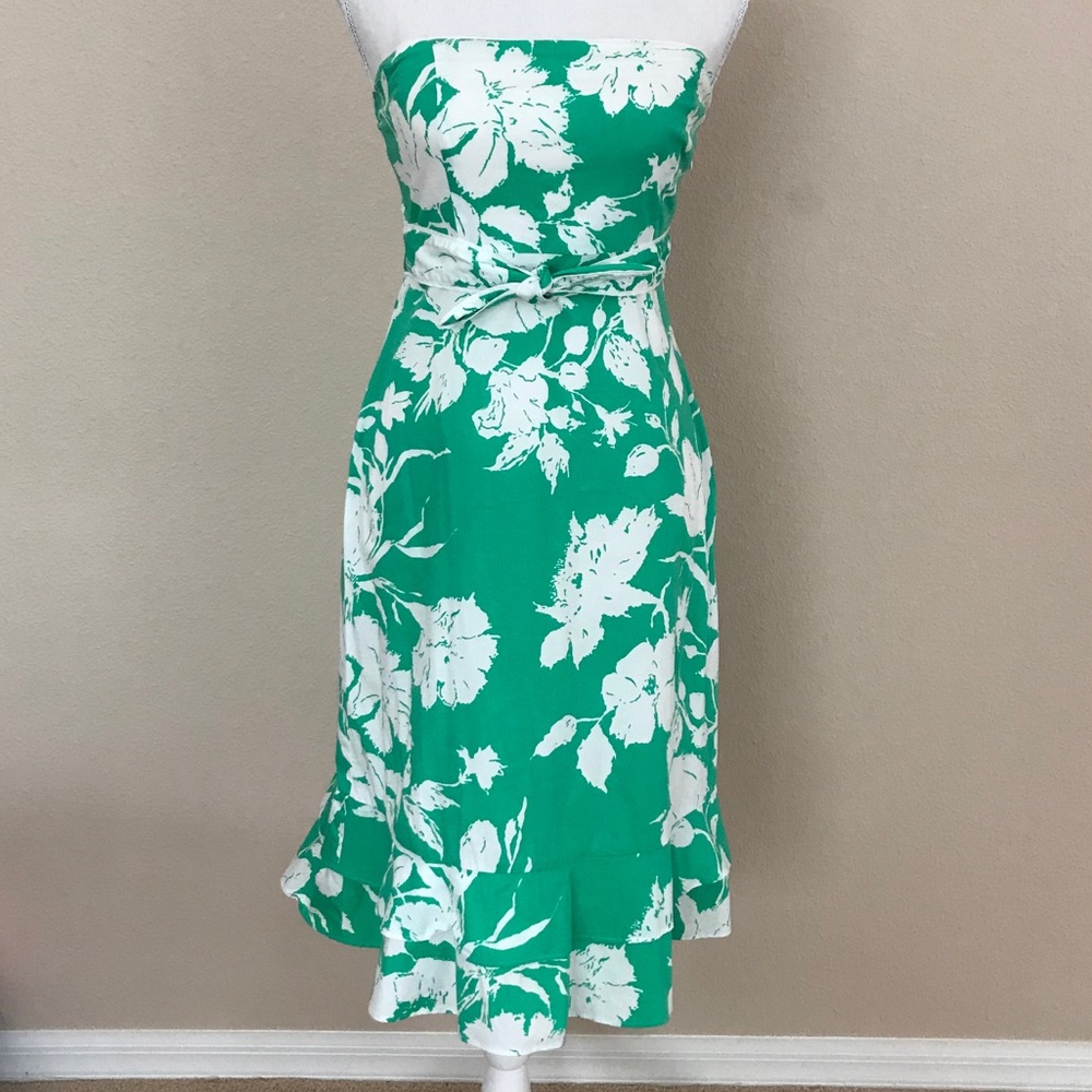 Anthropologie Elevenses strapless floral dress